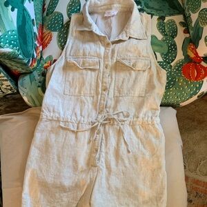 Anthro Sage the Label Sleeveless Linen Jumpsuit Romper size XS